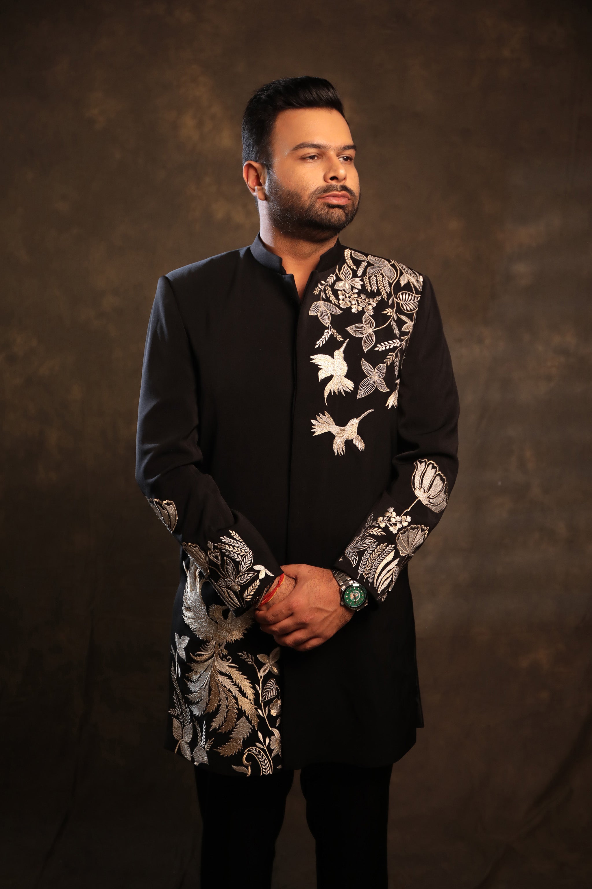 Black Hand Embroidered Indo-Western