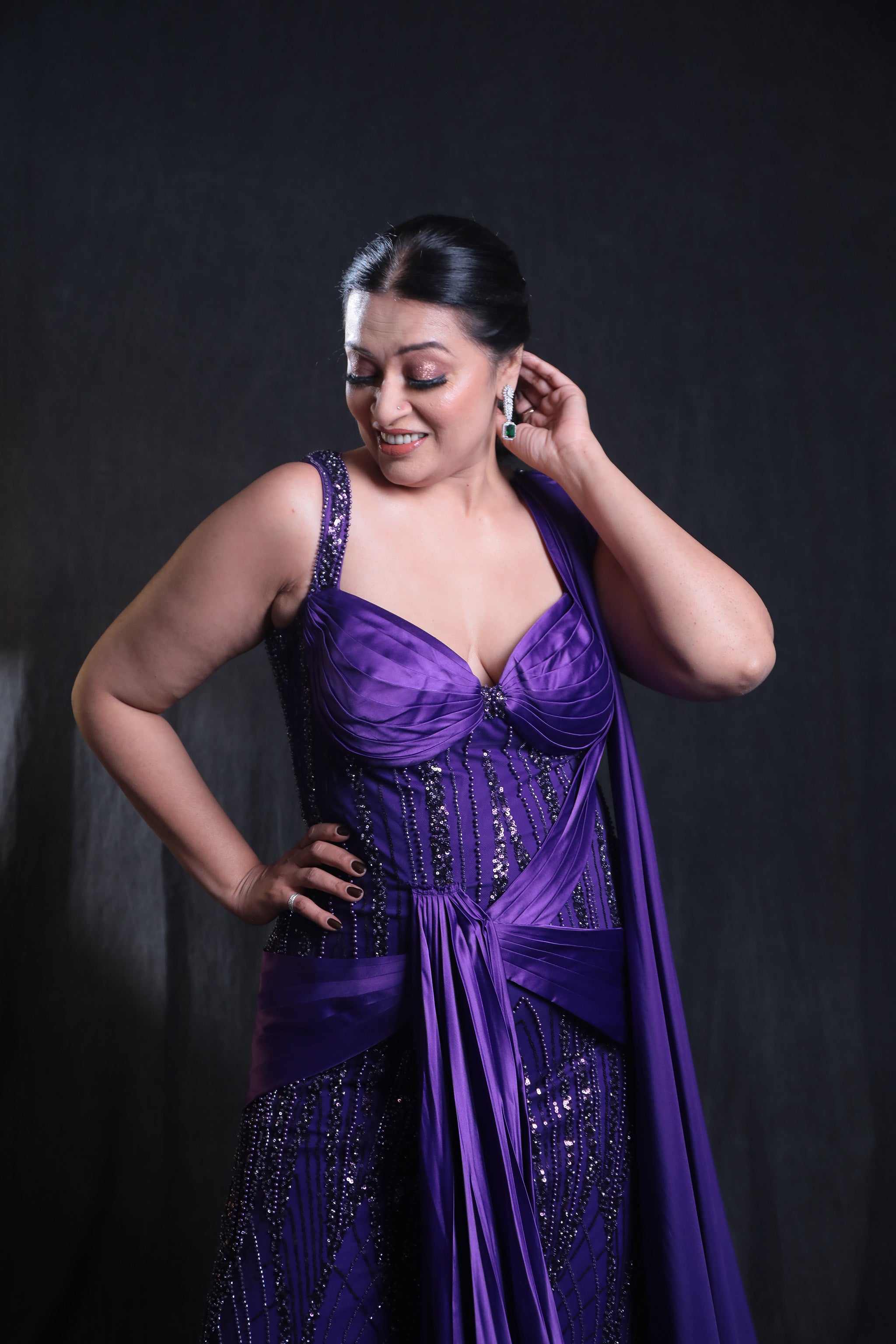 Purple Hand Embroidered Gown