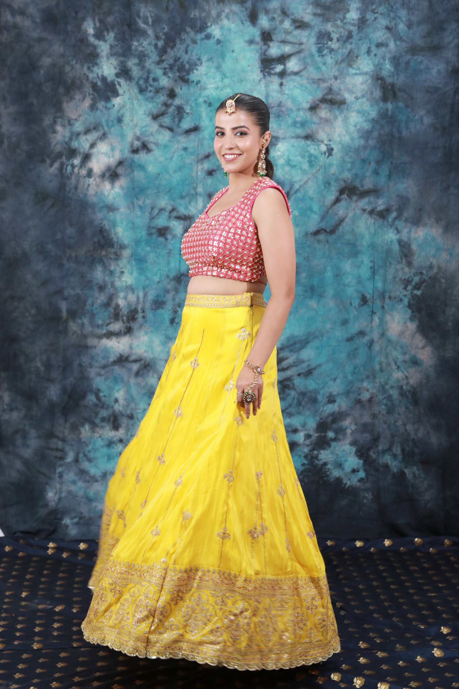 Haldi Outfit Hand Embroidered Lehanga Choli