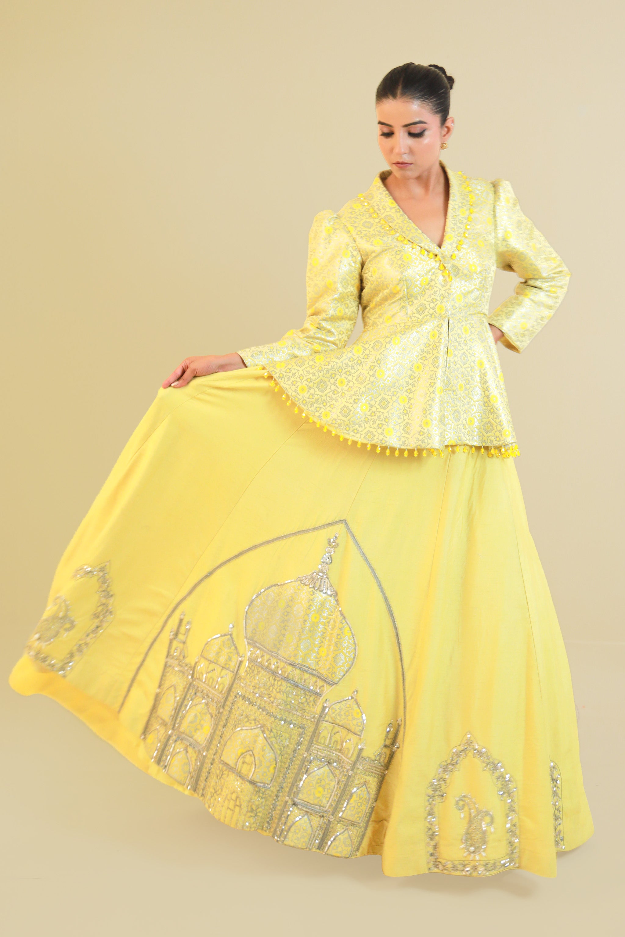 Lemon Taj Peplum Set